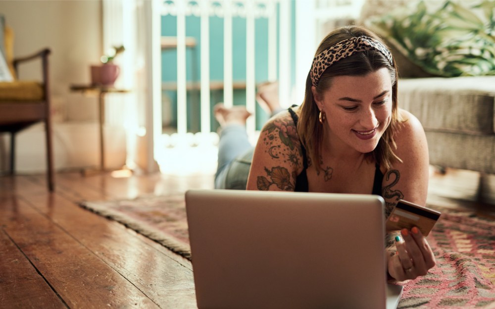 young woman shopping online