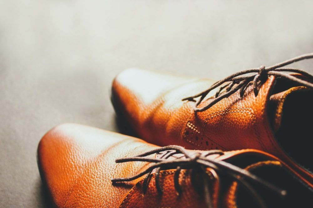 Brown leather shoes, like the shoes Bolero’s innovative shoeshining products polish and imbue with new life.