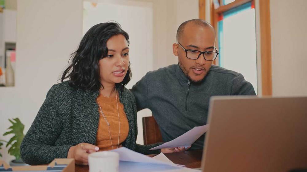 Two people working together