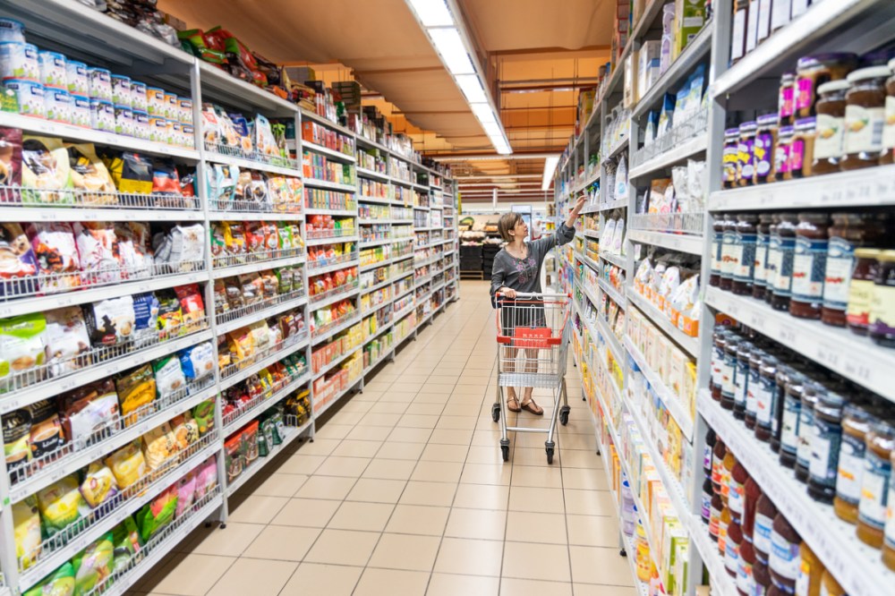 Shopper in grocery store