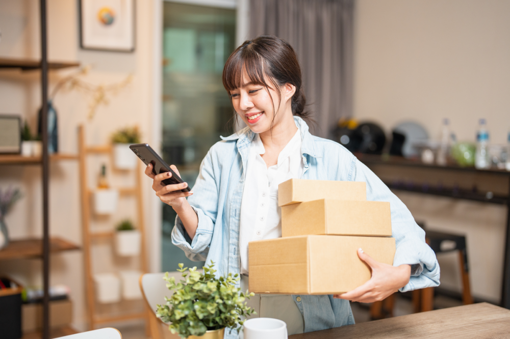 Woman holding boxes