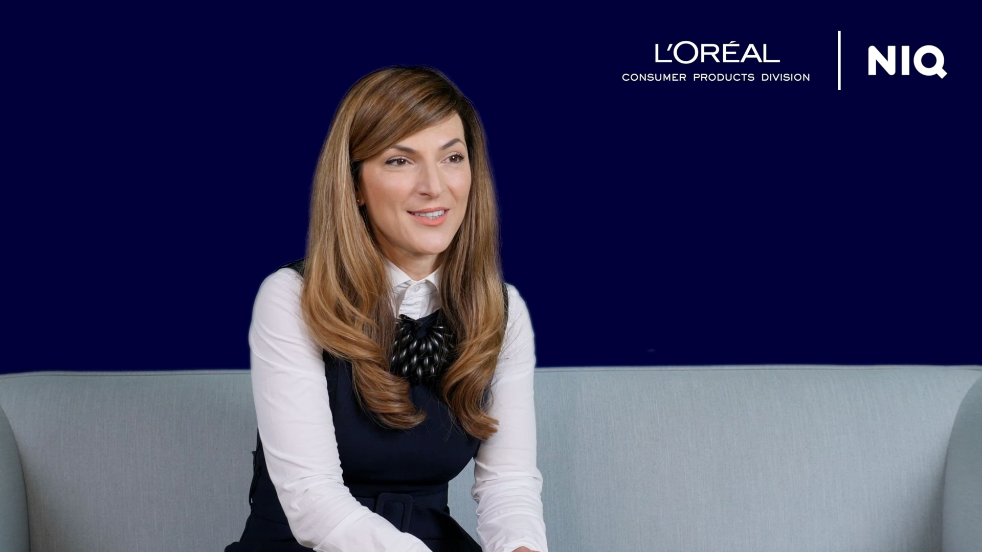 Screenshot of Emilia Simonin talking about L'Oreal