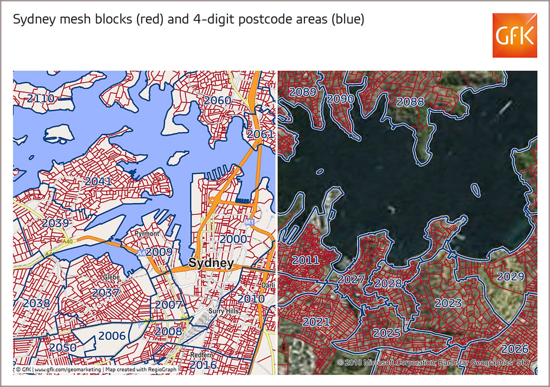 Inline image 1 for Map of the Month: Mesh blocks and 4-digit postcodes in Sydney