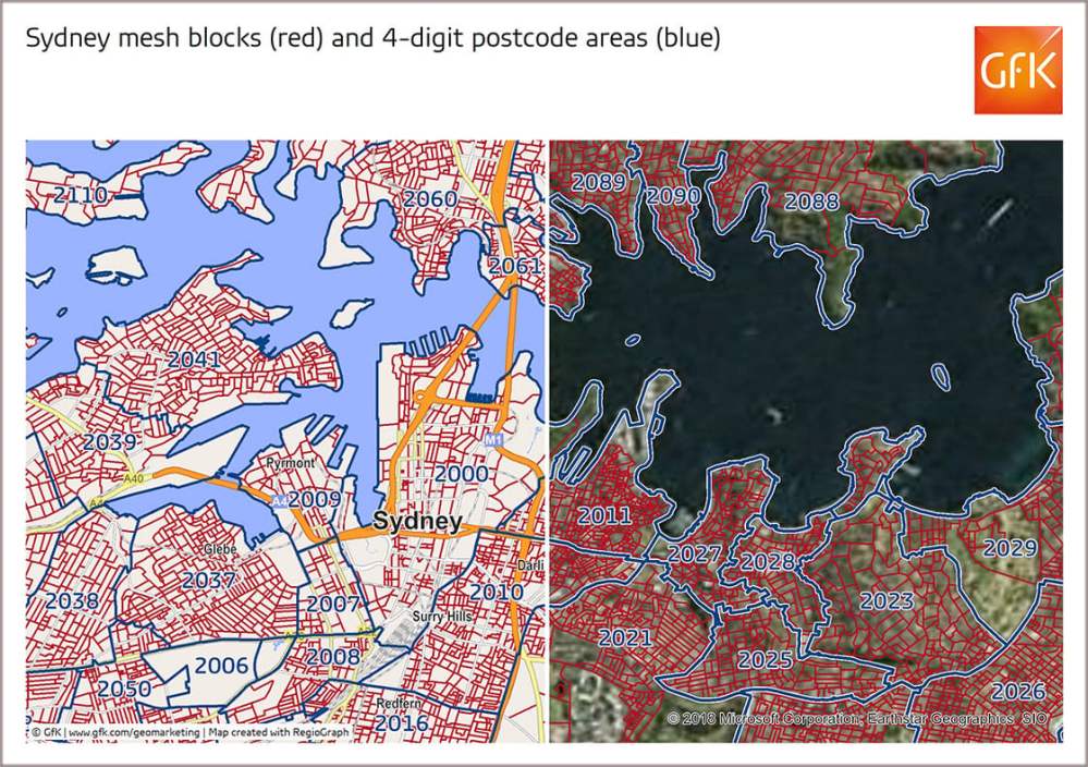 Hero image for Map of the Month: Mesh blocks and 4-digit postcodes in Sydney