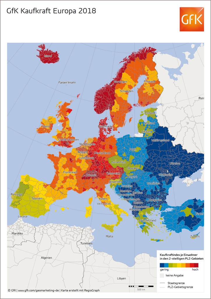 Hero-Bild zu Bild des Monats: GfK Kaufkraft, Europa 2018