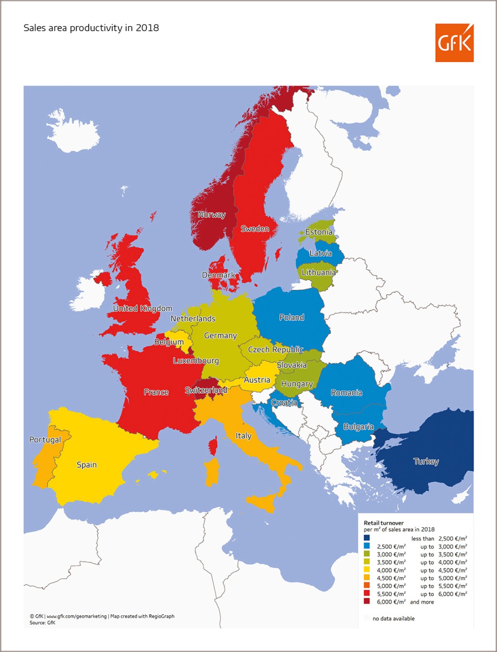 Map of the Month: Sales area productivity, Europe 2018