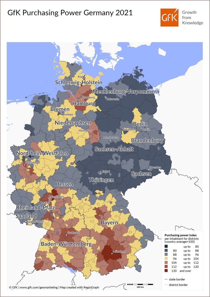Hero image for Map of the Month: GfK Purchasing Power, Germany 2021