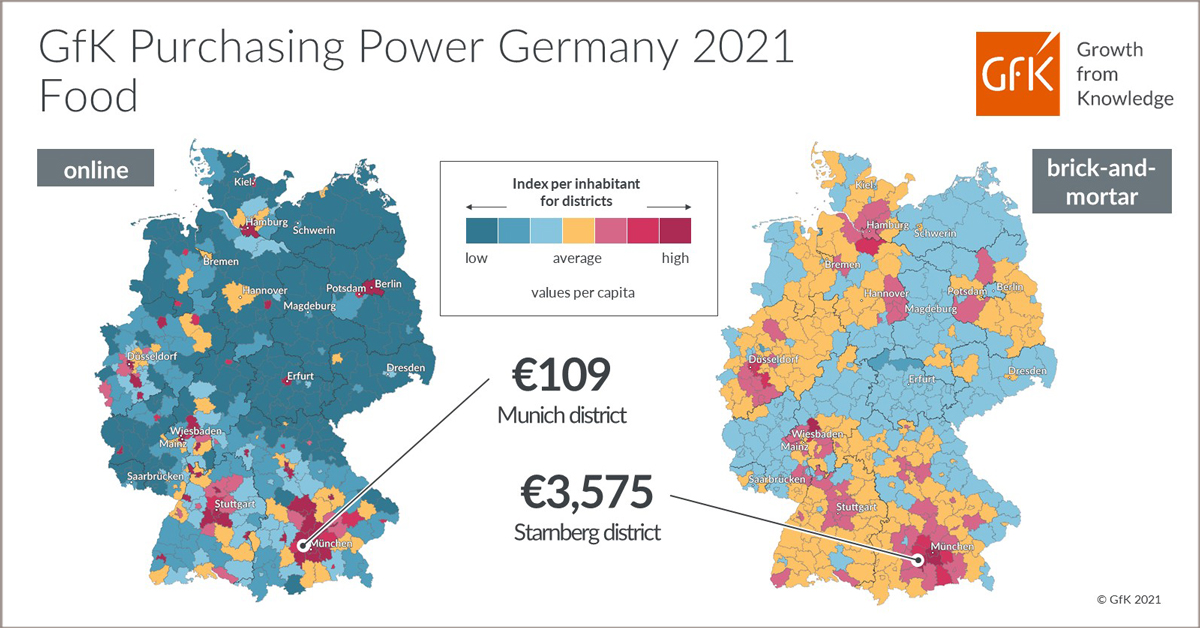 Inline image 2 for Map of the Month: GfK Purchasing Power for Food, Germany 2021