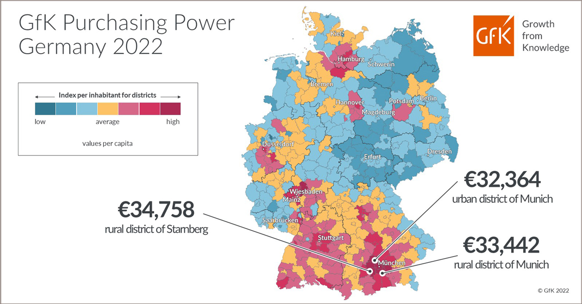 Inline image 2 for Map of the Month: GfK Purchasing Power, Germany 2022