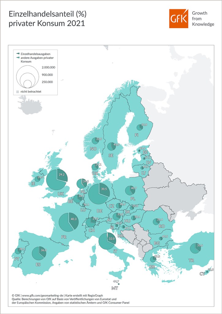 Hero-Bild zu Bild des Monats: Einzelhandelsanteil privater Konsum, Europa 2021