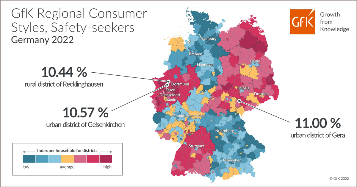 Inline image 2 for Map of the Month: GfK Regional Consumer Styles, Safety-seekers, Germany 2022