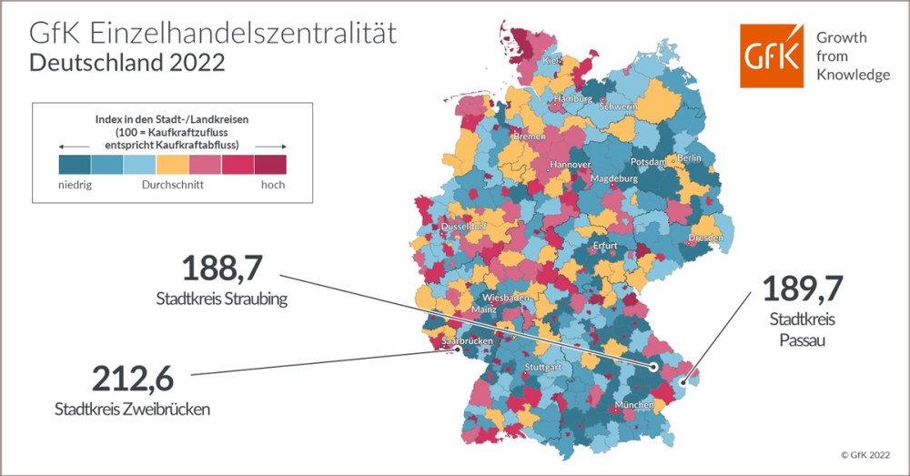 Hero-Bild zu Bild des Monats: GfK Einzelhandelszentralität, Deutschland 2022