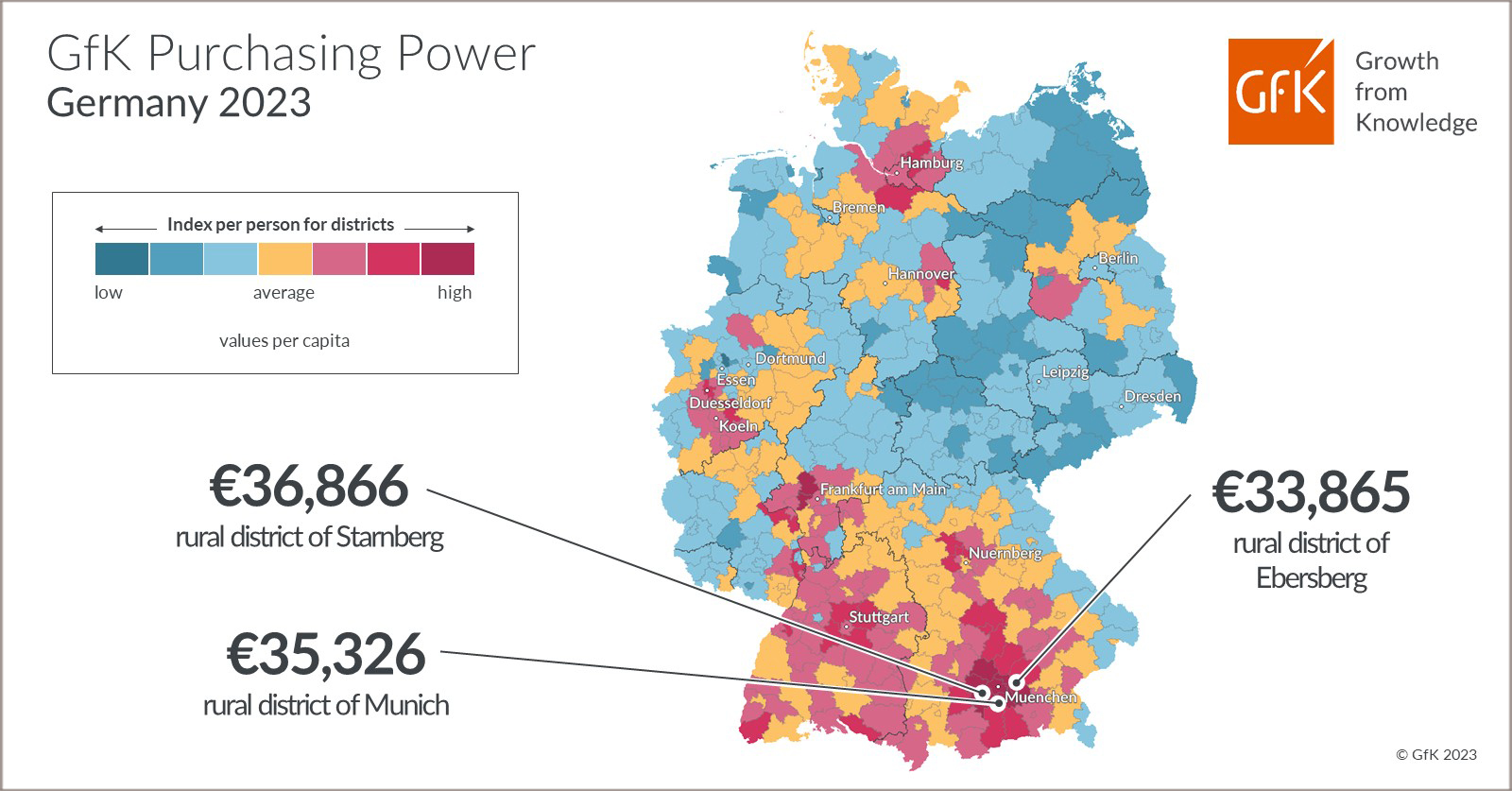 Inline image 2 for Map of the Month: GfK Purchasing Power, Germany 2023