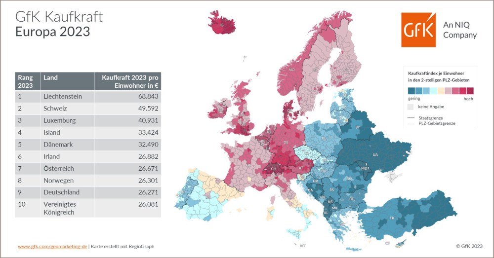 Hero-Bild zu Bild des Monats: GfK Kaufkraft, Europa 2023