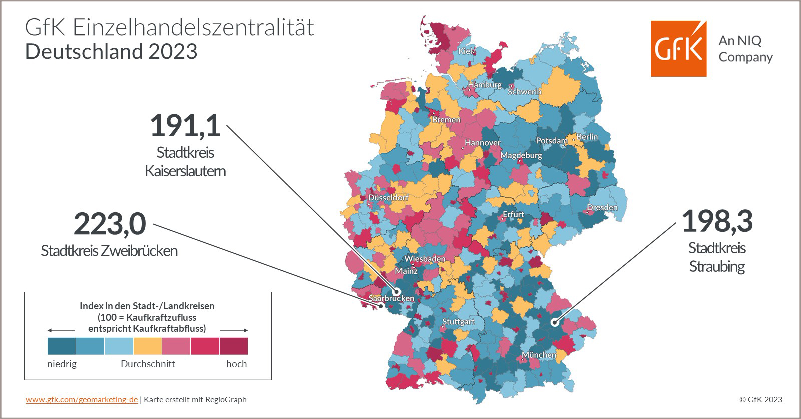 Bild im Inhalt 2 zu Bild des Monats: GfK Einzelhandelszentralit&auml;t, Deutschland 2023