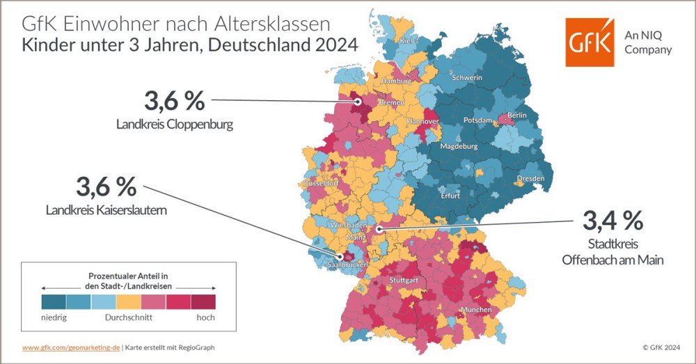 Hero-Bild zu Bild des Monats: GfK Einwohner nach Altersklassen, Kinder unter 3 Jahren, Deutschland 2024