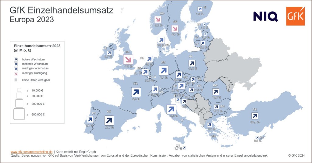 Bild des Monats: Wachstumsrate des Einzelhandelsumsatzes, Europa 2023