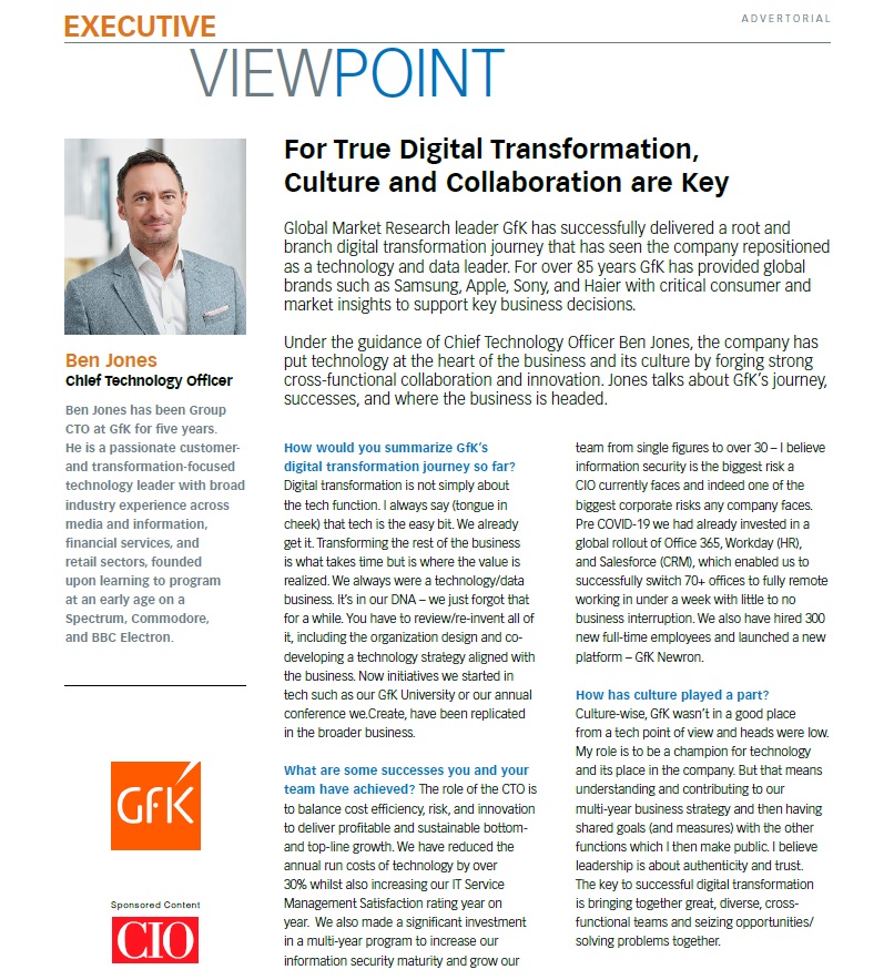 Inline image 1 for Ben Jones interview: “For true digital transformation, culture and collaboration are key”