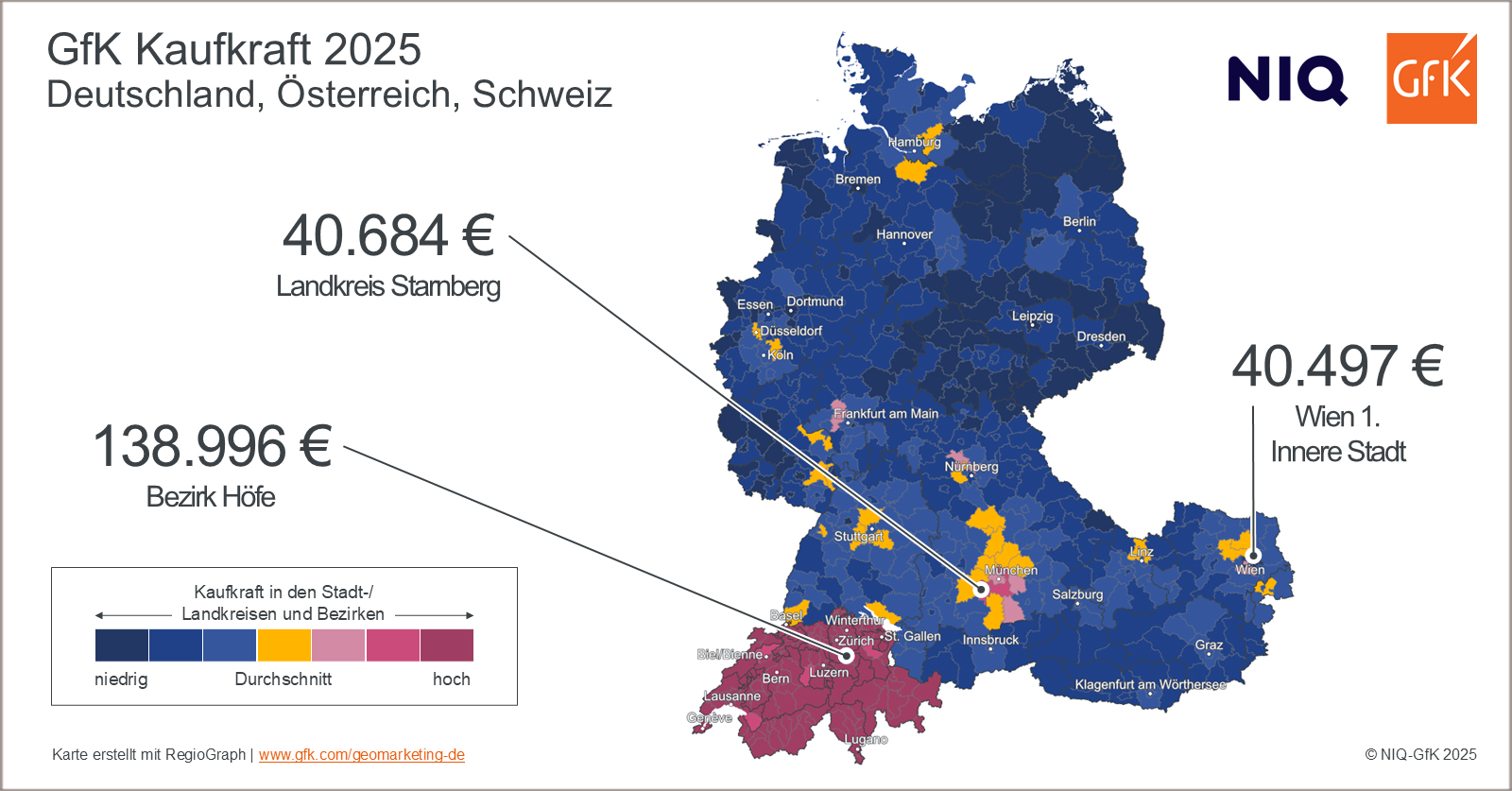 Bild im Inhalt 2 zu Bild des Monats: GfK Kaufkraft in Deutschland, Österreich und der Schweiz 2025