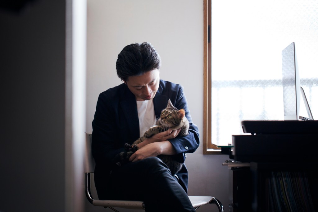 Man with his cat